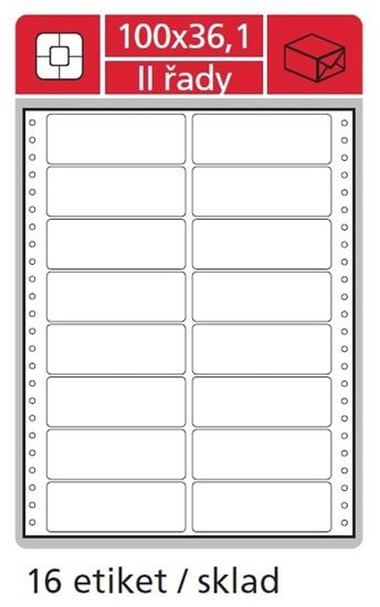 Obrázek z Tabelační etikety s vodící drážkou jednořadé a dvouřadé - 100 x 36,1 mm dvouřadé 400 etiket / 25 skladů