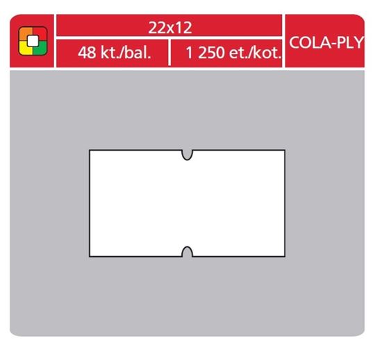 Obrázek z Etikety do etiketovacích kleští - 22 x 12 mm COLA-PLY / bílá