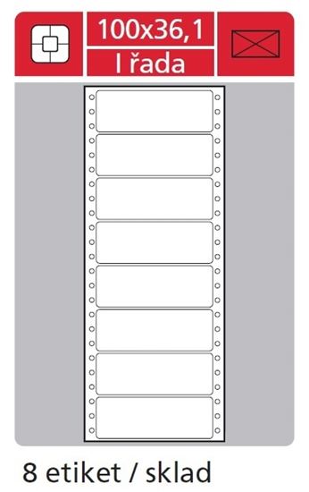 Obrázek z Tabelační etikety s vodící drážkou jednořadé a dvouřadé - 100 x 36,1 mm jednořadé 200 etiket / 25 skladů