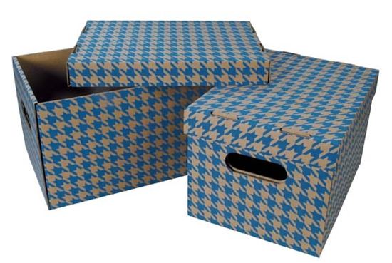 Obrázek z Krabice Emba úložná s víkem - modrá / A4 / 30 x 22,5 x 20 cm