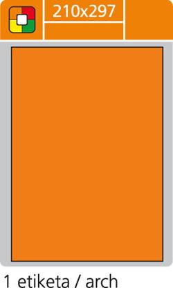 Obrázek Print etikety A4 pro laserový tisk - fluorescentní - 210 x 297 mm (1 etiketa / arch) fluorescentní oranžová