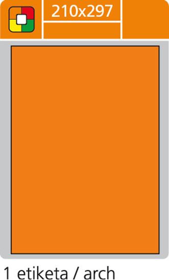 Obrázek z Print etikety A4 pro laserový tisk - fluorescentní - 210 x 297 mm (1 etiketa / arch) fluorescentní oranžová