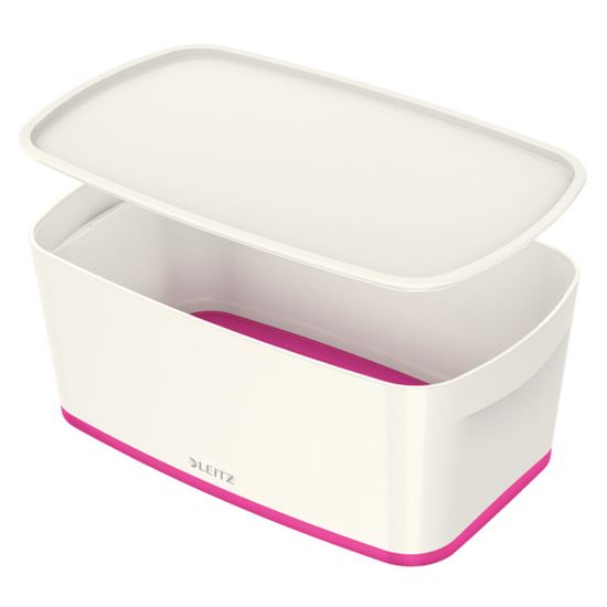 Obrázek z Organizační box MyBox - s víkem S / bílo - růžová