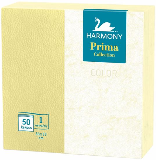 Obrázek z Harmony Color papírové ubrousky žluté 1-vrstvé 33 x 33 cm 50ks