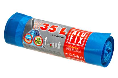Obrázek Alufix pytle do koše Premium stahovací 60x50cm / 35l / 15ks / modré