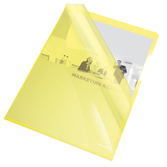 Obrázek z Zakládací obal A4 silný barevný - tvar L / žlutá 25 ks