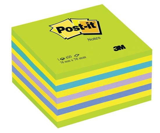 Obrázek z Samolepicí bločky Post-it kostky - zelená, žlutá, modrá, fialová / 450 lístků