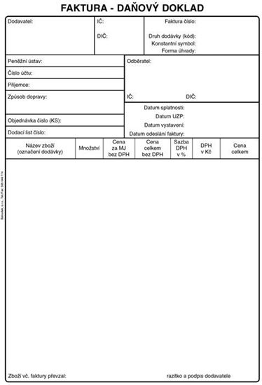 Obrázek z Baloušek faktura daňový doklad - A5 / 50 listů / NCR / PT199