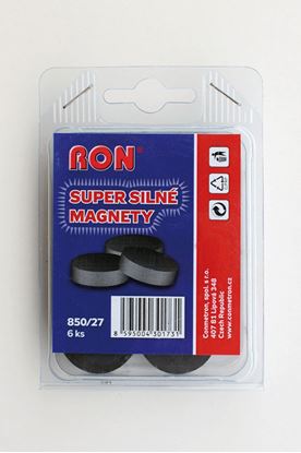 Obrázek Magnety černé MIKOV super silné - průměr 27 mm / 6 ks