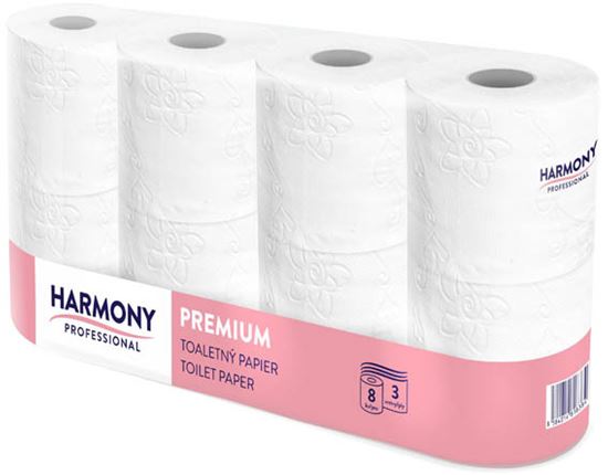Obrázek z Harmony Professional Premium toaletní papír 100% celulóza 3-vrstvý 8ks