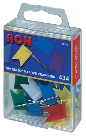 Obrázek z Špendlíky mapové RON - vlaječky / 25 ks / barevný mix