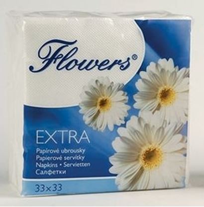 Obrázek Flowers Extra papírové ubrousky 1-vrstvé 33 x 33 cm 100ks