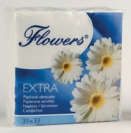 Obrázek z Flowers Extra papírové ubrousky 1-vrstvé 33 x 33 cm 100ks