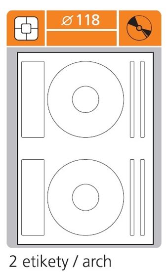 Obrázek z Print etikety A4 pro laserový a inkoustový tisk - průměr 118 mm (2 etikety / arch) na CD