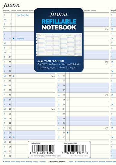 Obrázek z Náhradní listy Filofax Notebook - A5 / kalendář roční