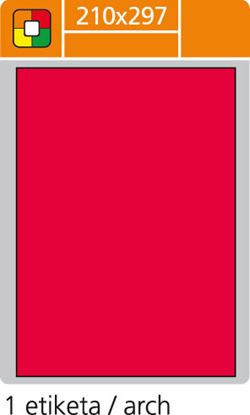 Obrázek Print etikety A4 pro laserový tisk - fluorescentní - 210 x 297 mm (1 etiketa / arch) fluorescentní červená