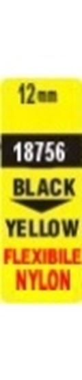 Obrázek z Pásky D1 nylonová flexibilní pro elektronické štítkovače DYMO - 12 mm x 3,5 m černý tisk / žlutá páska