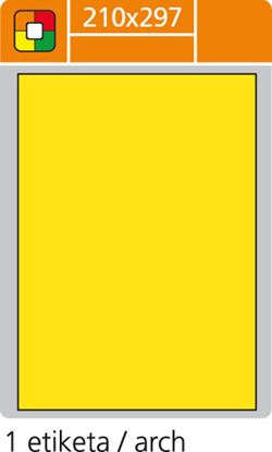 Obrázek Print etikety A4 pro laserový tisk - fluorescentní - 210 x 297 mm (1 etiketa / arch) fluorescentní žlutá