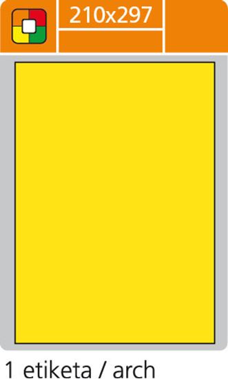 Obrázek z Print etikety A4 pro laserový tisk - fluorescentní - 210 x 297 mm (1 etiketa / arch) fluorescentní žlutá