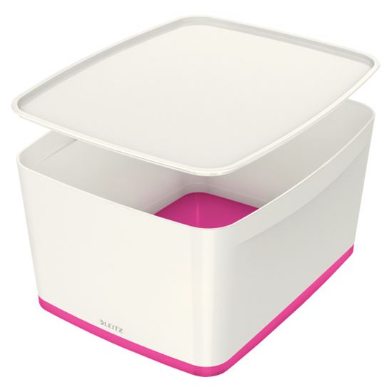 Obrázek z Organizační box MyBox - s víkem L / bílo - růžová