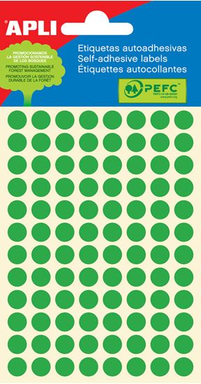 Obrázek z Samolepicí kolečka APLI barevná - prům. 8 mm / 288 etiket / zelená