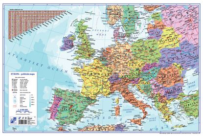 Obrázek Pracovní podložky dekorované - jednostranná / mapa Evropa