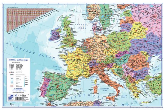 Obrázek z Pracovní podložky dekorované - jednostranná / mapa Evropa