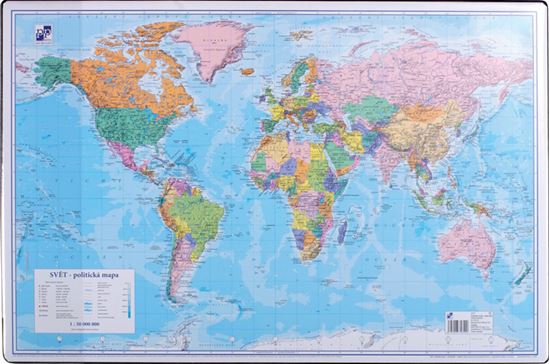 Obrázek z Pracovní podložky dekorované - jednostranná / mapa svět