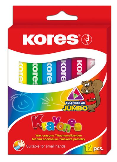 Obrázek z Voskové pastelky trojhranné Kores Kraynones - 12 barev / Jumbo