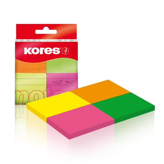 Obrázek z Samolepicí bločky Kores Multicolor - 40 mm x 50 mm / 4 ks