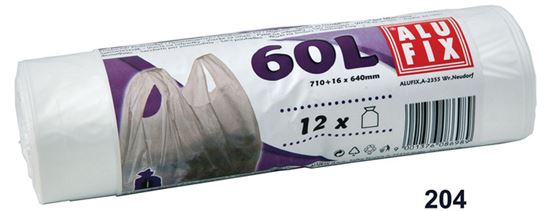 Obrázek z Alufix pytle do koše se zavazováním 64x71 + 16 cm 60 l 12 ks bílé