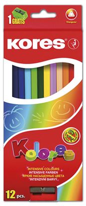 Obrázek Kores Kolores pastelky trojhranné - 12 barev + ořezávátko