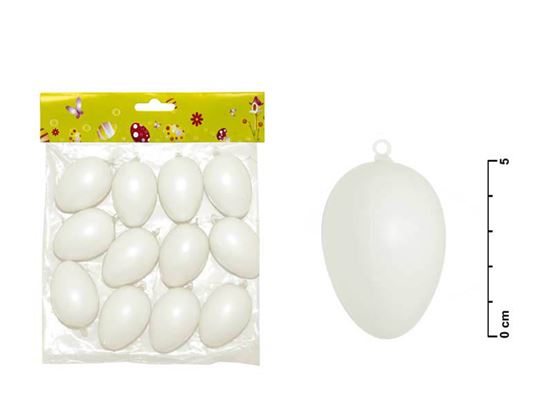 Obrázek z Velikonoční plastová vejce - 60 mm / 12 ks - bílá