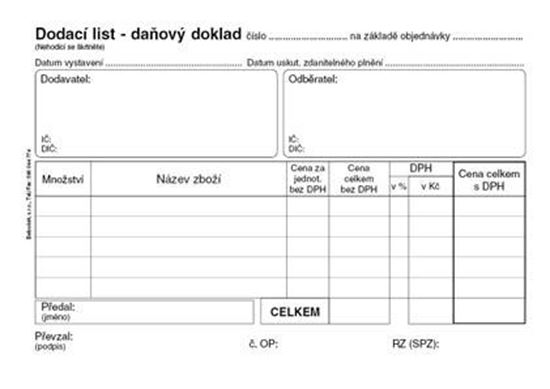 Obrázek z Baloušek dodací list daňový doklad - A6 / 50 listů / NCR / PT130