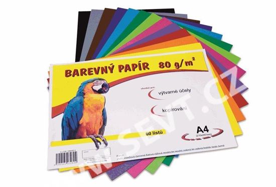 Obrázek z Barevný papír - A4 / 80 g / 60 listů / barevný mix