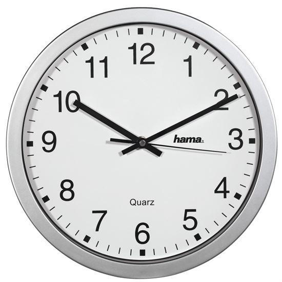 Obrázek z Nástěnné hodiny Hama CWA100 stříbrné / průměr 30 cm