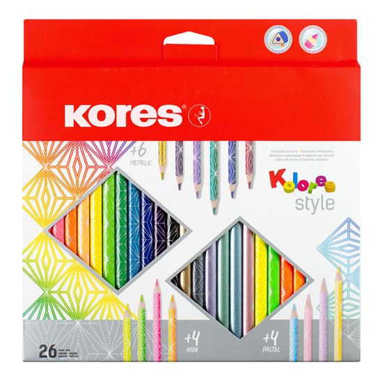 Obrázek z Pastelky Kores Kolores Style trojhranné - 26 barev