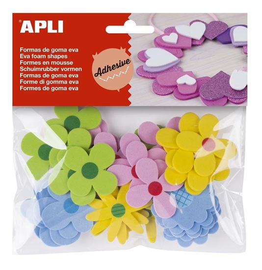 Obrázek z Pěnovka květiny APLI  mix barev / samolepicí / mix druhů