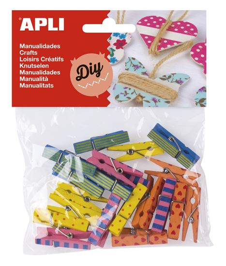 Obrázek z Dřevěné kolíčky APLI / mix barev / 20 ks