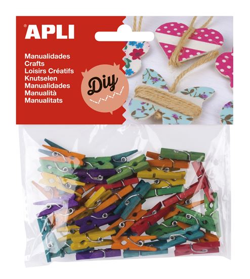 Obrázek z Dřevěné kolíčky APLI / mix barev / 45 ks