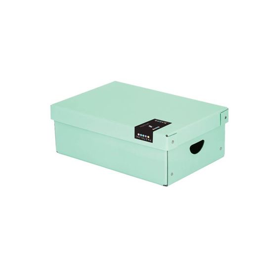Obrázek z Krabice úložná lamino PASTELINI - zelená / 35,5 x 24 x 9 cm