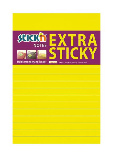 Obrázek z Samolepicí bločky Stick´n by Hopax Extra Sticky - 101 x 150 mm / linka / 90 lístků / neonová žlutá