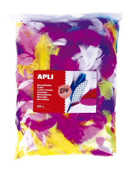 Obrázek z Doplňky APLI Jumbo - barevná pírka / mix barev / 400 ks