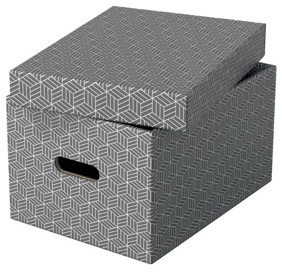 Obrázek z Krabice úložná Esselte - M / šedá / 360 x 265 x 205 mm / s otvory / 3 ks