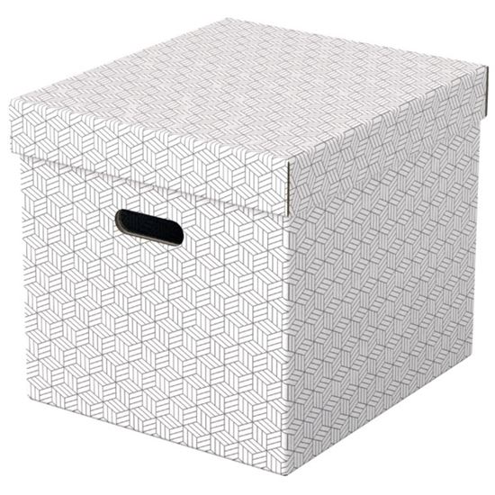 Obrázek z Krabice úložná Esselte - kostka / bílá / 365 x 320 x 315 mm / s otvory / 3 ks