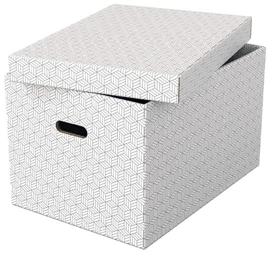 Obrázek z Krabice úložná Esselte - L / bílá / 510 x 355 x 305 mm / s otvory / 3 ks