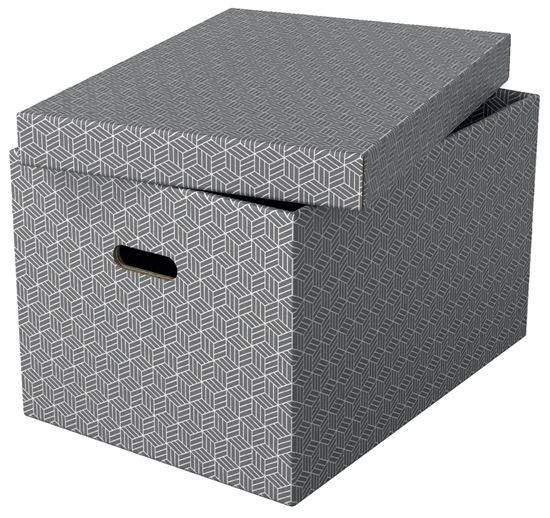 Obrázek z Krabice úložná Esselte - L / šedá / 510 x 355 x 305 mm / s otvory / 3 ks