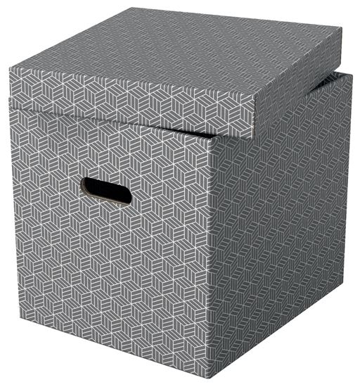 Obrázek z Krabice úložná Esselte - kostka / šedá / 365 x 320 x 315 mm / s otvory / 3 ks