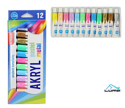Obrázek Akrylové barvy LUMA - 12 barev metalické / pastelové