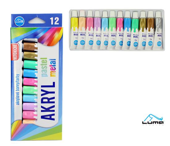 Obrázek z Akrylové barvy LUMA - 12 barev metalické / pastelové
